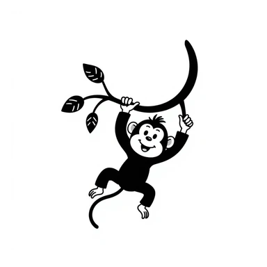 hand-drawn doodle of a monkey in black ink sticker