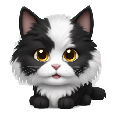 black and white fluffy cat sticker