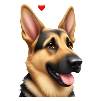 German Shepard kissing face with heart  sticker