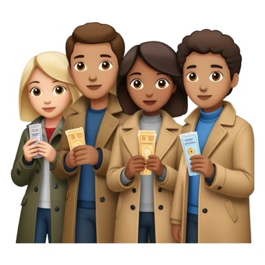 group of people standing in line at a movie theater sticker