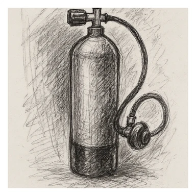 oxygen tank, hand-drawn sketch style sticker