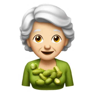 Older lady with pickles sticker