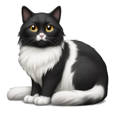half black and half white long hair cat sticker