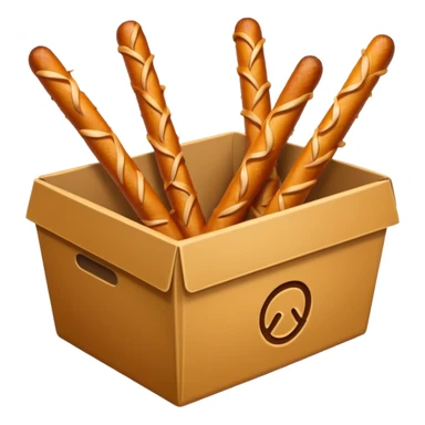 Pretzel sticks on paper box sticker