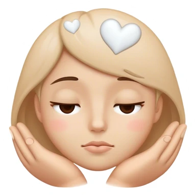 Sleepy face but in love, showing with white hearts sticker