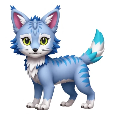 Colorful tropical kawaii cute Lynx-Trico-Sergal-Wolf-Vernid-Fakémon-Pokémon-creature (full body) sticker