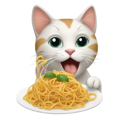 Cat eating spaghetti  sticker