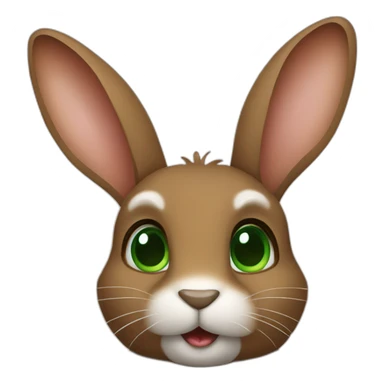 brown rabbit with green eyes  sticker