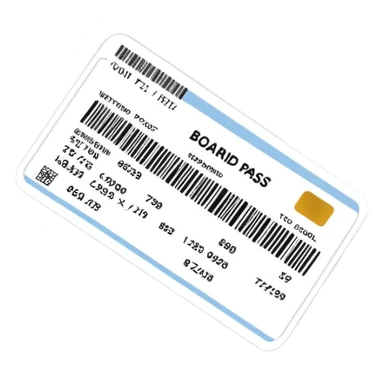 Boarding pass with barcode sticker