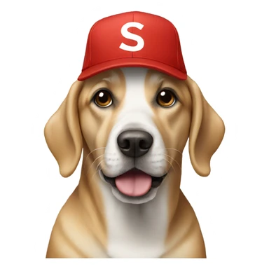 Dog wearing a supreme hat sticker