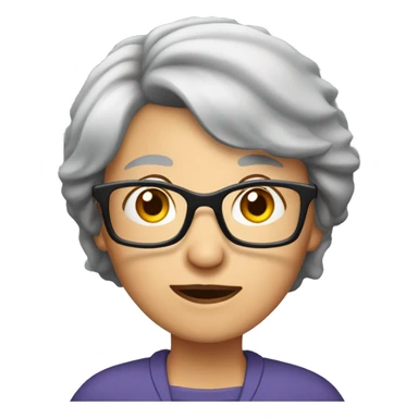 older woman with short straight grey hair and glasses shrugging sticker