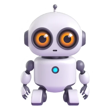 Friendly robot with big expressive eyes — round head, glossy finish, slightly clumsy but charming, cute (think Wall-E meets Baymax). sticker