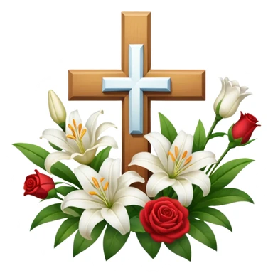 Flowers with a cross sticker