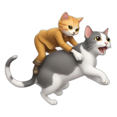 cat riding a rat sticker