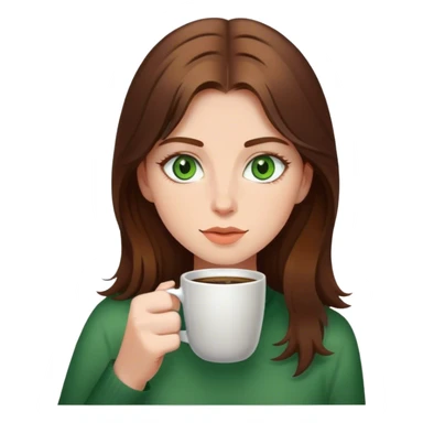 Brown haired girl with green eyes drinking coffee sticker