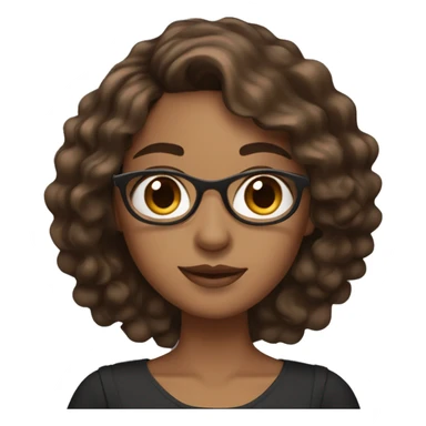 Latina with wavy brown hair and brown skin tone and brown eyes holding an iPad pen sticker