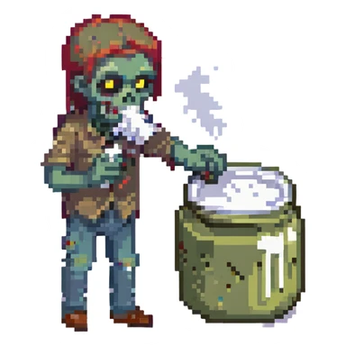 A zombie sniffing white powder sticker