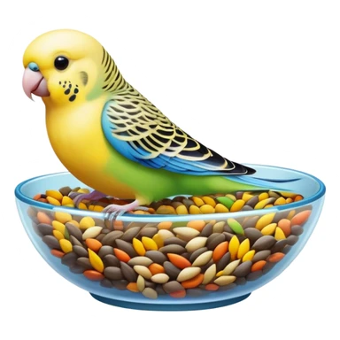 Budgie in a bowl of seeds sticker
