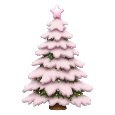 Snowy Christmas tree with light pink bows as decoration sticker