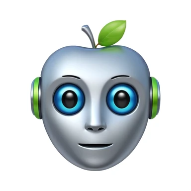 robot head with friendly expression, AI emoji, apple style sticker