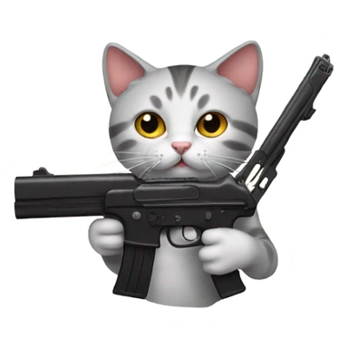 Cat with gun sticker