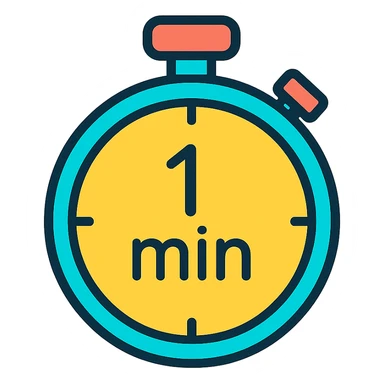 stopwatch with a 1 min symbol in the center, modern and simple, for icon use sticker