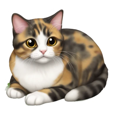 Tortie munchkin cat sitting sticker