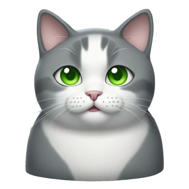 Fat gray and white cat with green eyes  sticker