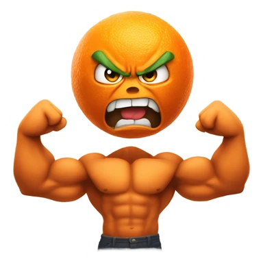 Angry orange with muscular arms sticker
