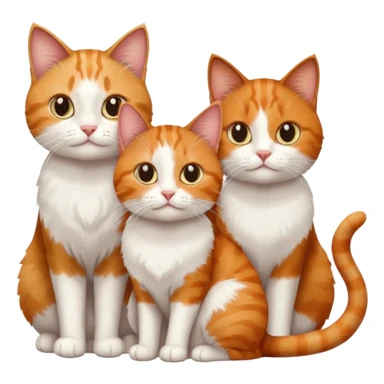 3 sibling cats all various different natural colours; 1 is ginger and white, the next is brown tabby and white and the third is a calico sticker
