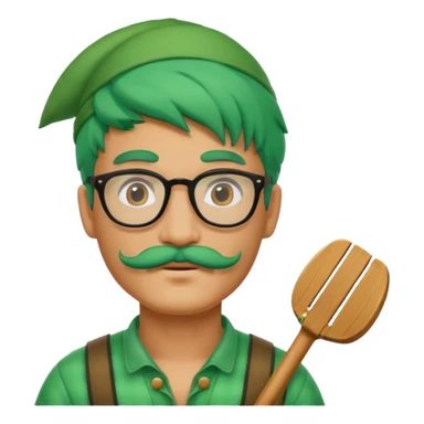 venice gondolier with green hair, glassess and mustache sticker