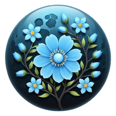 black Moon with light blue blossom sticker