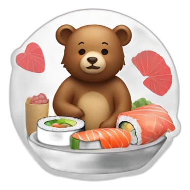 Bear with a kiss and sushi  sticker