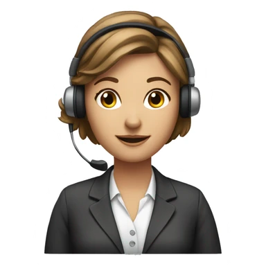 A female front desk assistant with a headset on for taking calls sticker