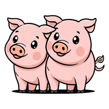 Two headed pig painting  sticker