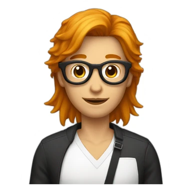 Coupe homme blanc cheveux noir qui porte des lunette avec une femme rousse sticker