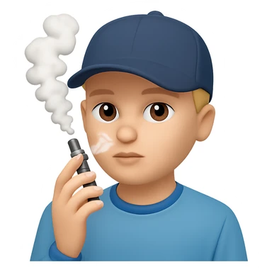 Add a baseball cap to the guy vaping, keep the original style consistent, no background. sticker
