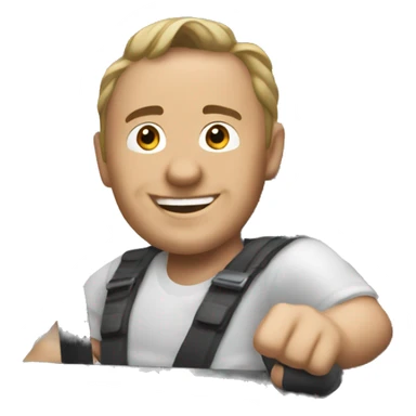 Man driving a white Holden Colorado  sticker