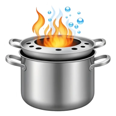 cooking pot on stovetop fire with steam and bubbles rising sticker