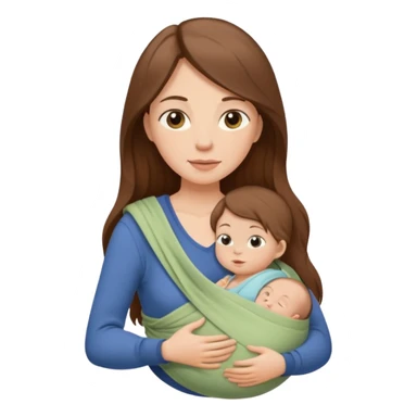 Pregnancy babywearing mom with long brown hair and fair skin with a small baby and wrap  sticker