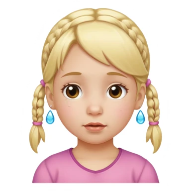 ["Little girl with blonde pigtails, two large teardrops on her cheeks."] sticker