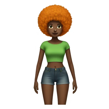 Black with orange Afro with green tube top and jean shorts on sticker