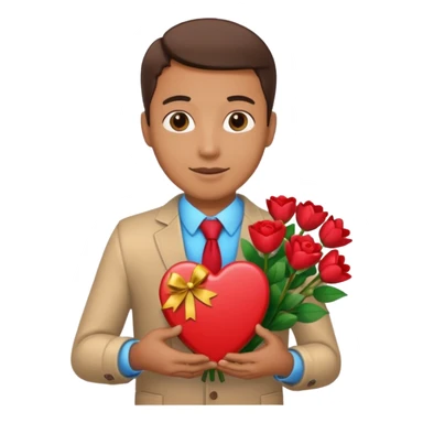 man with heart gift box and flower bouquet






























 sticker