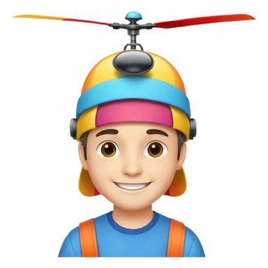 Boy wear colorful Spinning Helicopter hat sticker