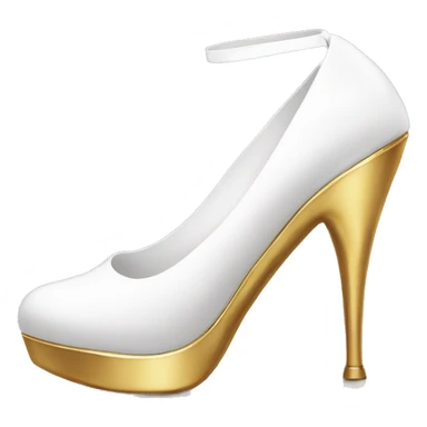 White heel with gold sole sticker