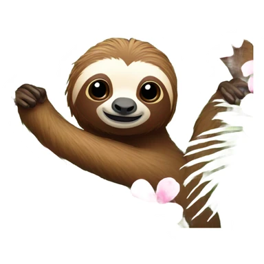 Palm tree with pink flower and sloths  sticker