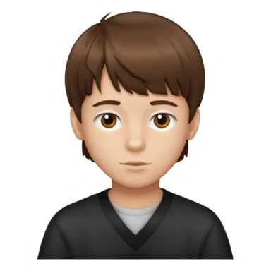 create a fringe haircut boy with a brown hair sticker