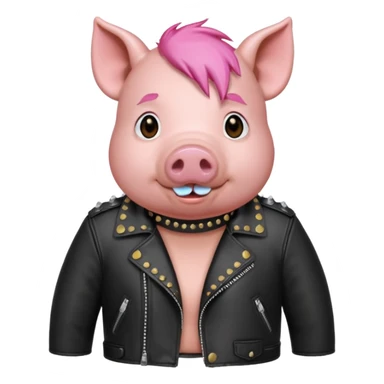 pink haired metalhead pig sticker