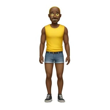yellow skinned man, standing with short pants sticker
