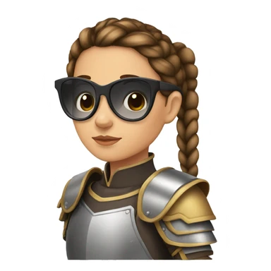 Girl knight with French braids, brown hair and sunglasses sticker